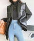 Faux Leather Panel Tailored Jacket